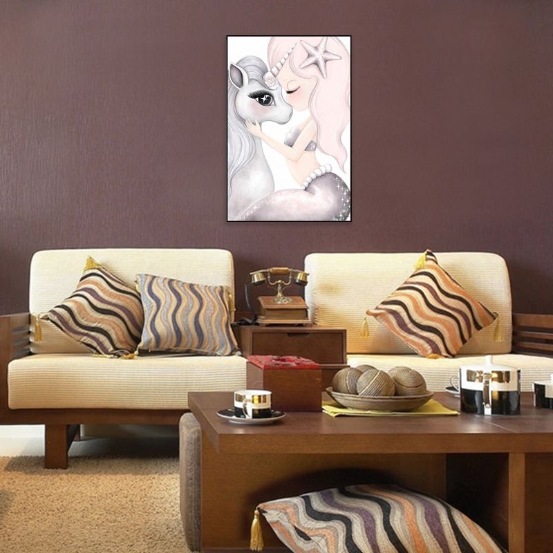 Kids Style Wall Art Print Pink Novelty Unicorn Painting, Multiple Sizes Available