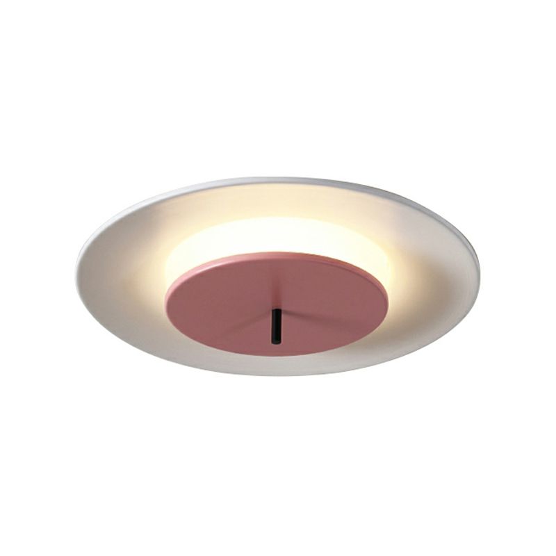 Plafonnier LED circulaire en fer laqué à montage encastré Macaron concis et moderne avec abat-jour en acrylique