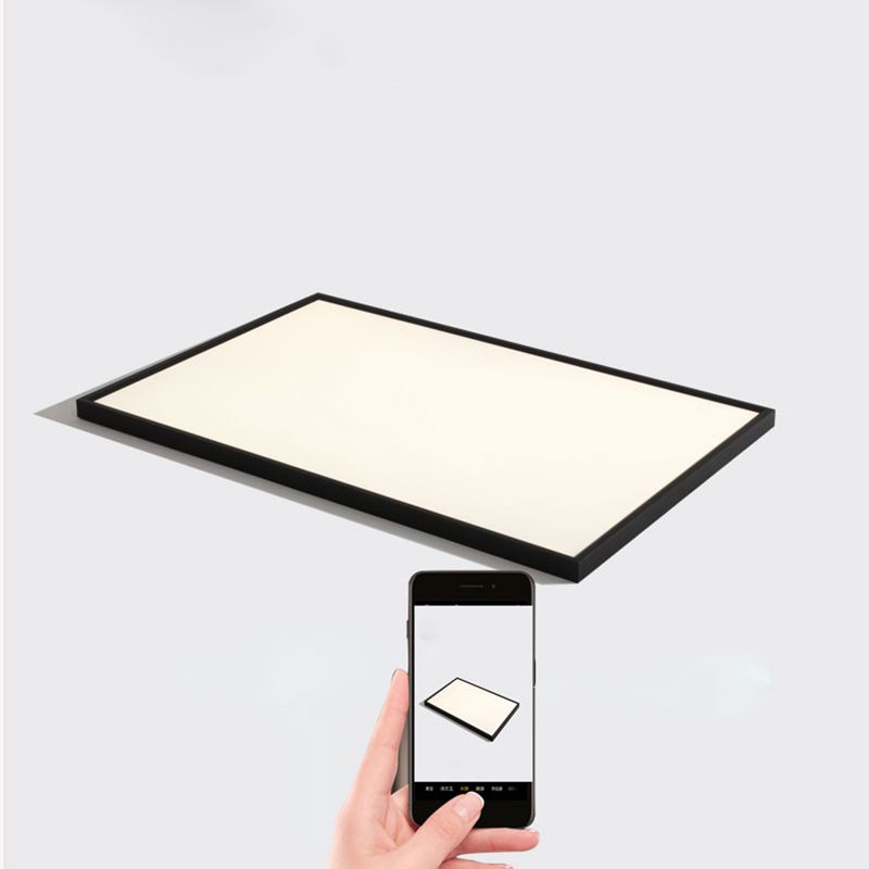 Rectangular Ceiling Light Fixture Modern Aluminum LED Living Room Flush Light in Black