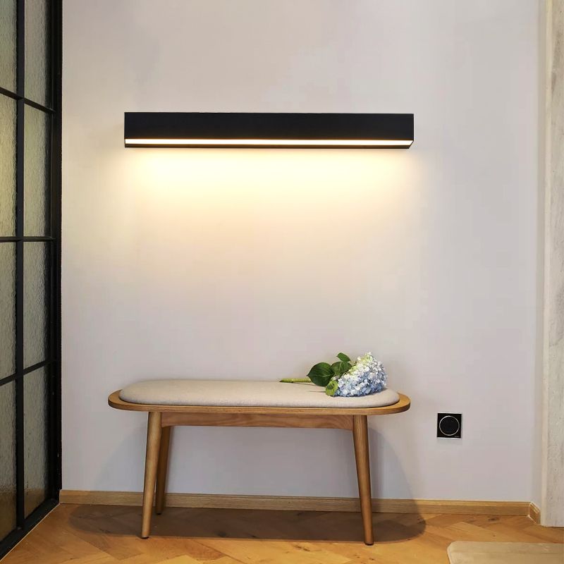 Modern Minimalist Style Rectangle Flush Mount Wall Sconce Aluminum 1 Light Wall Mount Light Fixture for Bedroom