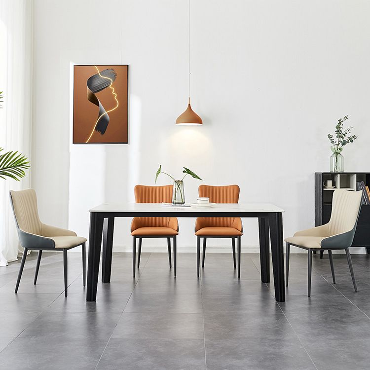 Modern Home Leather Arm Chair Matte Finish Solid Back Dining Chair