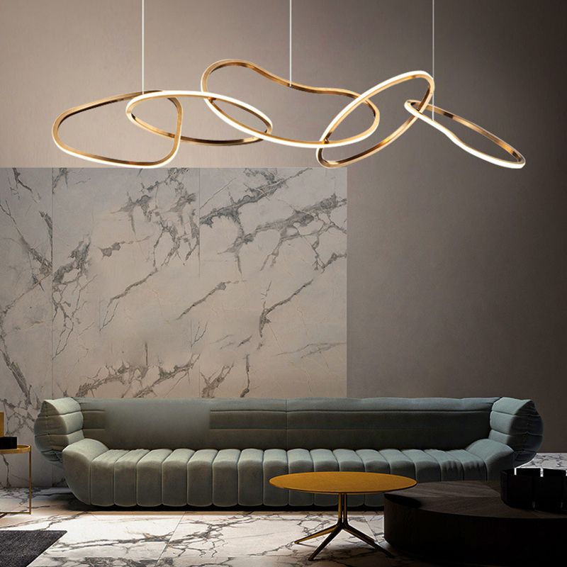 Rose Gold Metal Island Lights Acrylic Shade Modern Simplicity Hanging Lamp