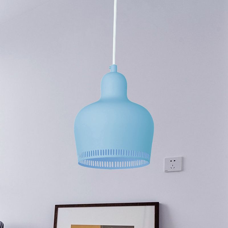 Posteo de suspensión Bell Drop de metal nórdico 1 Rosa claro/azul/amarillo Luz de techo colgante para dormitorio