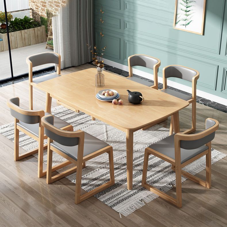 Wood Modern Dining Side Chair with Color Cushion Open Back Dining Side Chair for Kitchen
