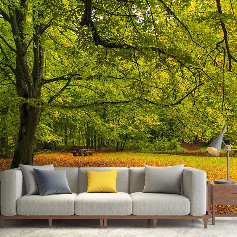 Contemporary Moisture Resistant Forest Mural Wall Covering Soft Color Wall Decor