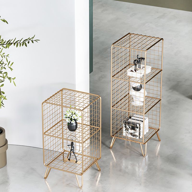 11.81" W Glam Antique Finish Shelf Bookcase Metal Book Shelf with Rectangular Shelves