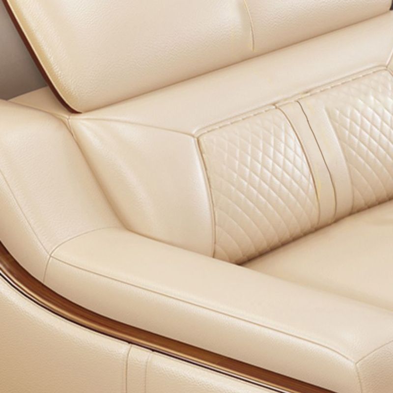 Contemporary Genuine Leather Stain-Resistant Sloped Arms Sofa & Chaise