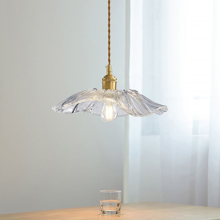 Modern Metal Flush Mount Flower Shape Ceiling Light with Glass Shade for Bedroom