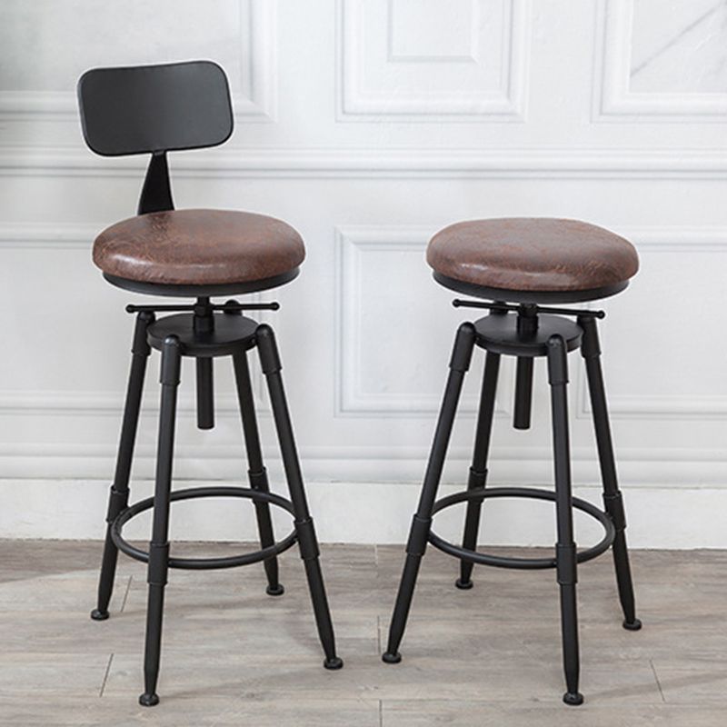 Industrial Armless Elevatable Counter Stool Iron Bar Stool with Pedal for Cafe