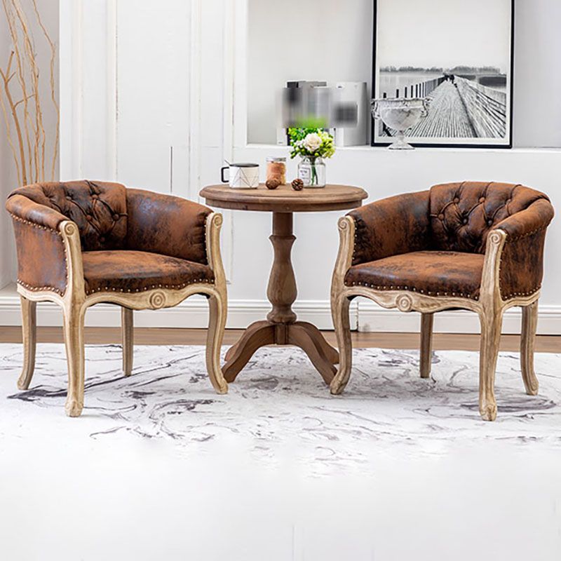 Solid Back Dining Chair Farmhouse Coffee Shop Upholstered Arm Chair