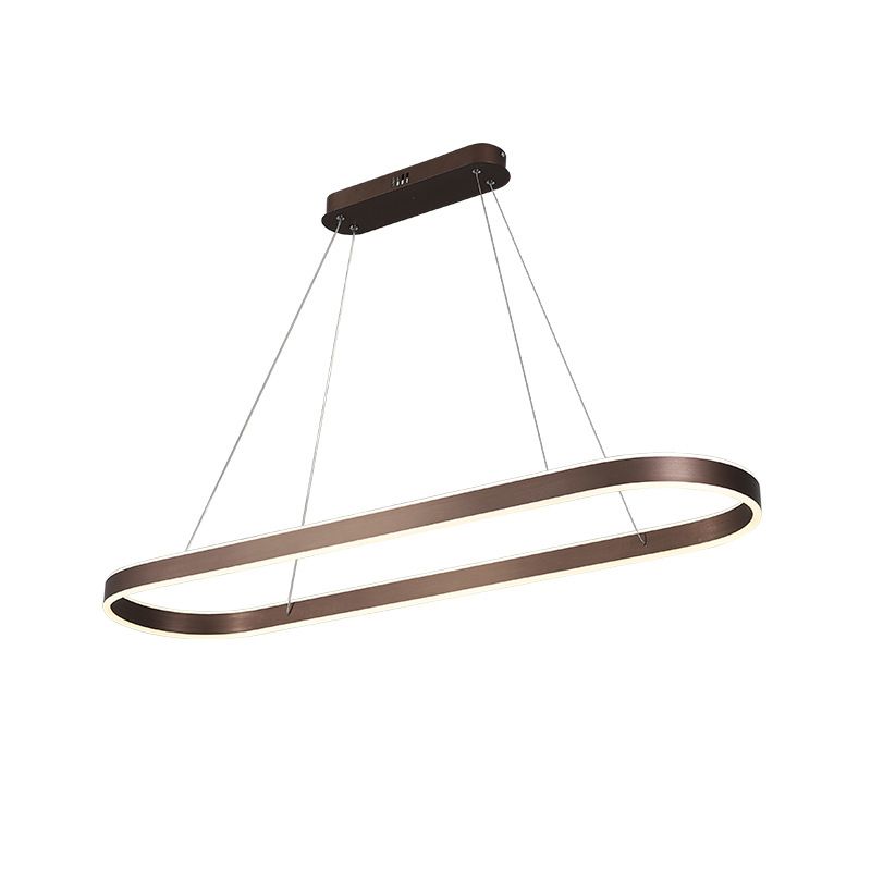 Oval Aluminum Island Pendant Lights Modern Style 2-Lights Chandelier Lamp Fixtures