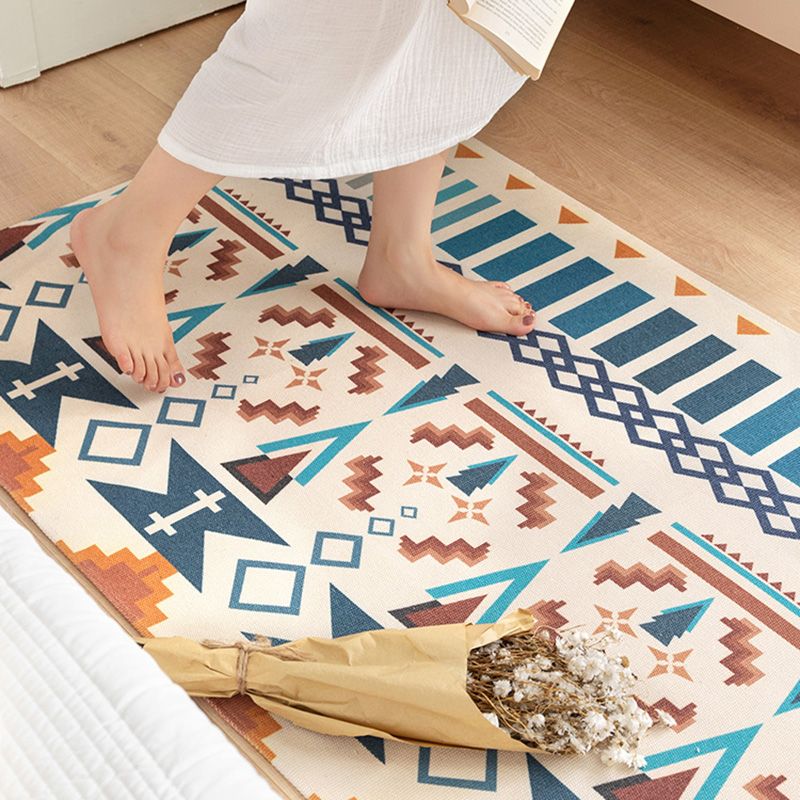 Mehrfarbiger Vintage-Teppich Baumwollmischung Stammes Totem in Indoor Teppich Umweltwaschbarer Teppich für Wohnkultur