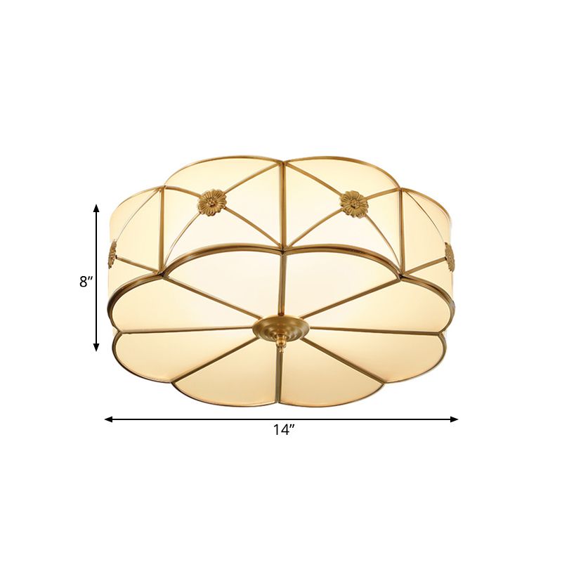 14 "/18" /23.5 " Wide 1 - Tiered Flush Mount Tradizionale White Glass Gold 3/4/6 Lampadine Monte Chandelier