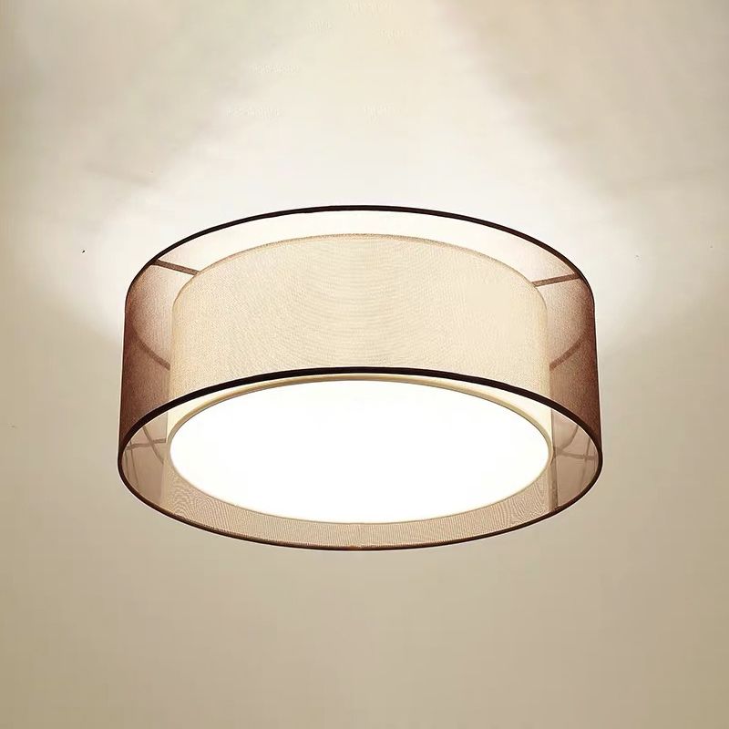 Lampe de plafond d'ombre de tissu de lumière affleurante de Style asiatique pour la salle à manger de salon