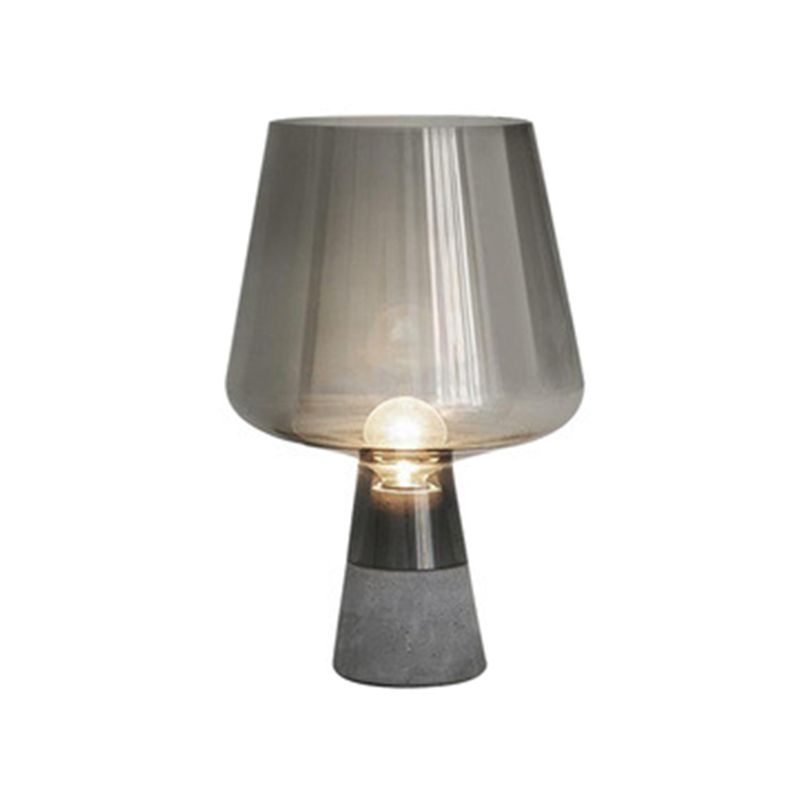 Wineglass-Like Bedside Nightstand Lamp Glass 1 Head Simplicity Table Light with Cement Base