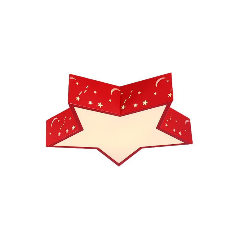 Metallic Star Flush Ceiling Light Macaron Red/Green/Pink LED Flushmount Lighting for Kids Bedroom, 18"/23.5" W