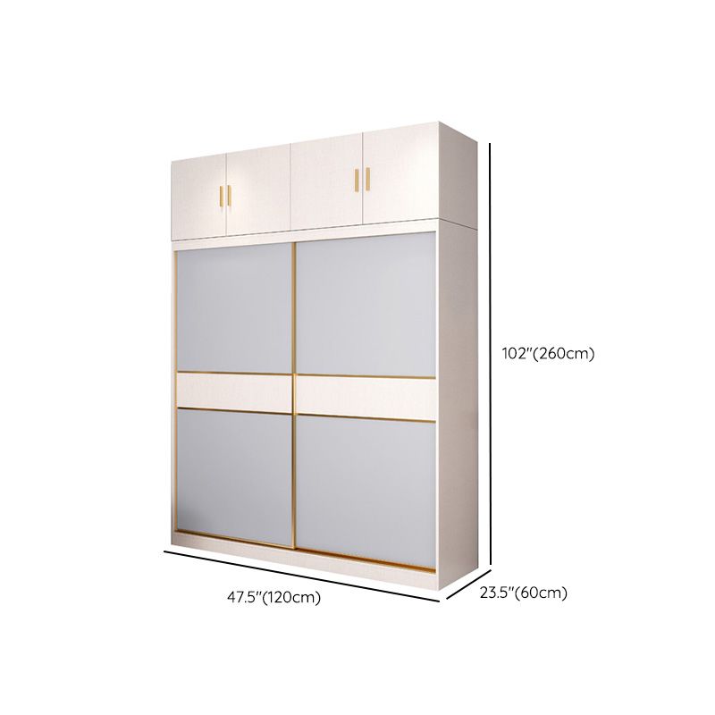 Coastal Style Wooden Wardrobe Cabinet Bedroom Sliding Doors Armoire