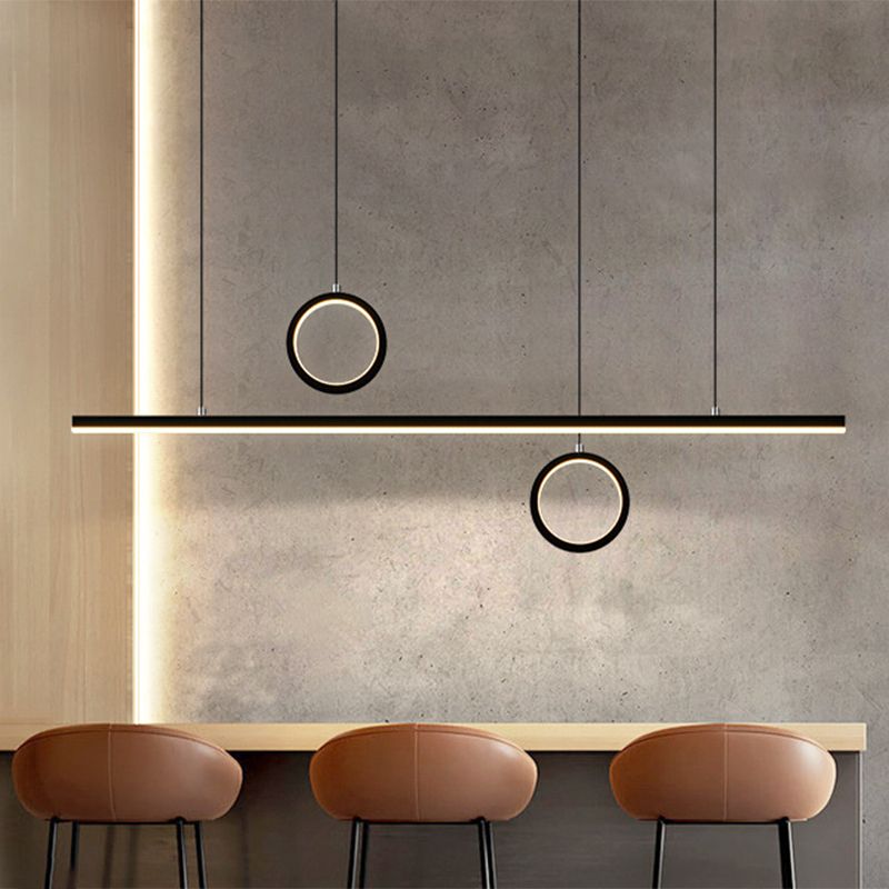 Metall linear mehrfach hängende leichte LED -minimale Kronleuchterlampe in Schwarz/Gold, warm/weißes Licht