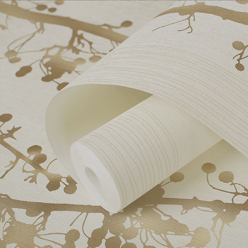 Countryside Watercolor Vines Wallpaper Pastel Color Stain Proof Wall Covering for Accent Wall