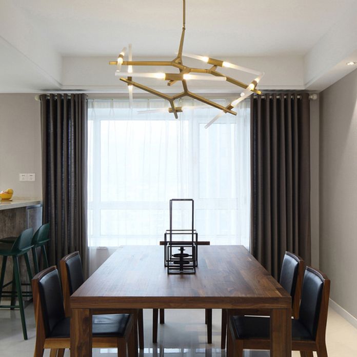 Acrylic LED Chandelier Modern Suspension Light in Gold for Living Room Dinning Room