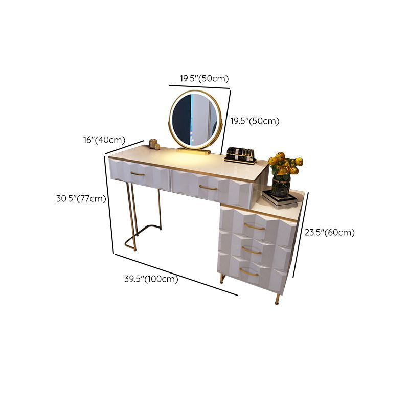 Contemporary Gold Lighted Mirror Bedroom With Drawer Wooden Make-up Vanity