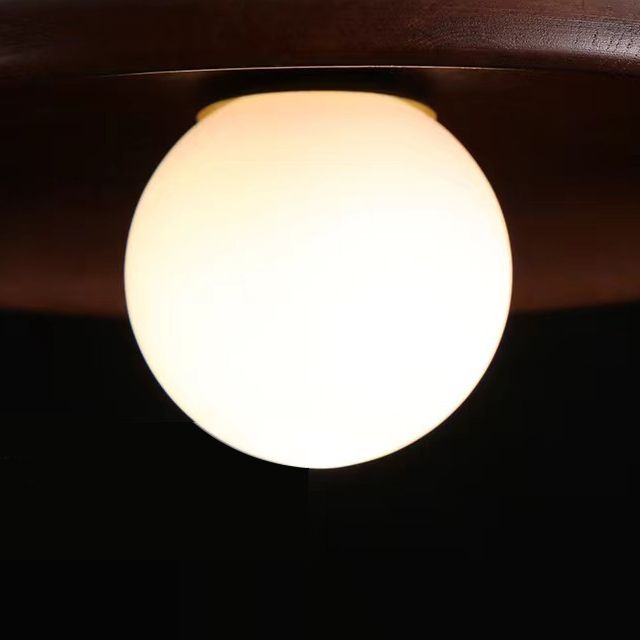 1 Light Flush Mount Fixture Contemporary Wood Flush Light for Corridor