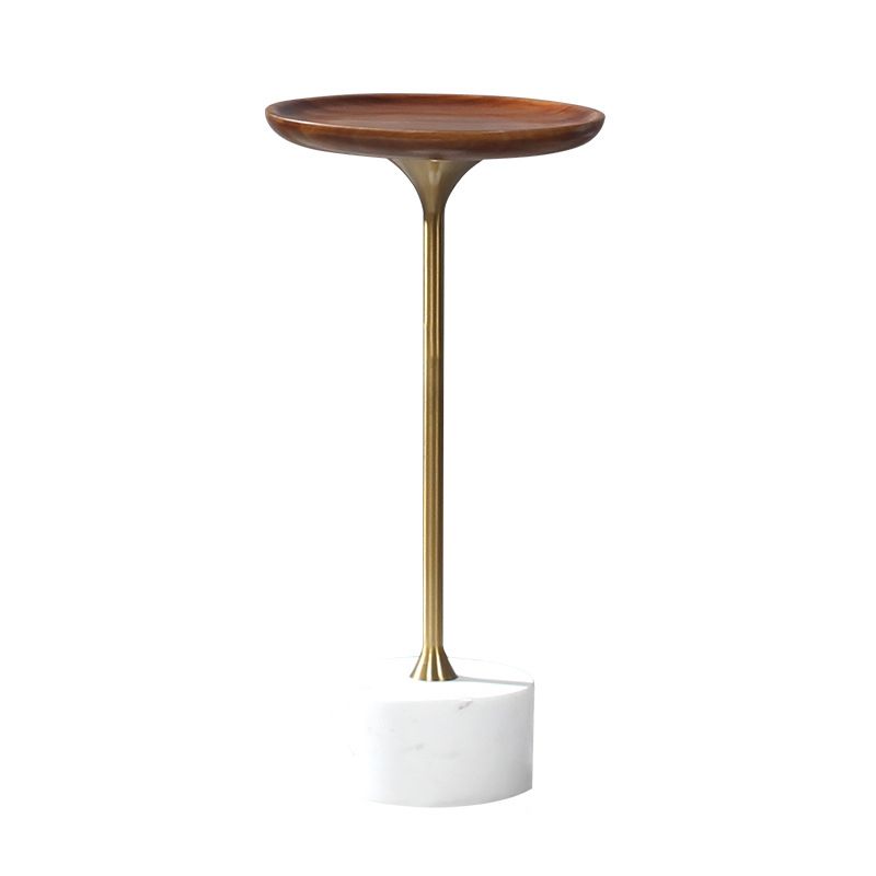 23.6"/27.5" Tall Marble Pedestal Side Table Wood Round Side End Table
