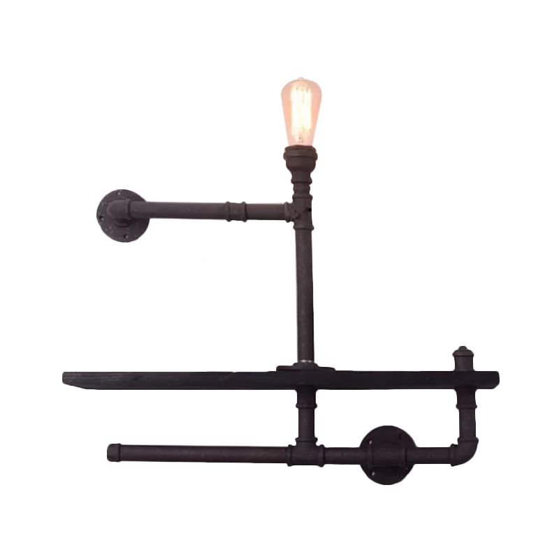 Pipe Rack Boys Room Wall Lighting Industrial Iron 1-Light Black/Rust Finish Wall Mount Lamp