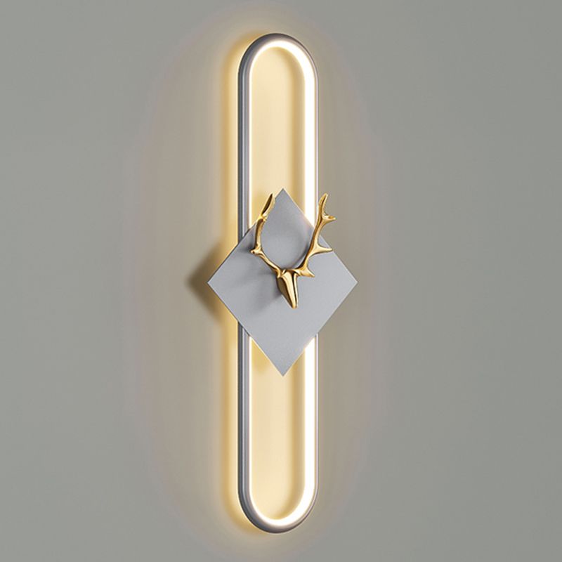 Aluminum Linear Wall Light Nordic Style LED Wall Sconce with Antlers for Living Room