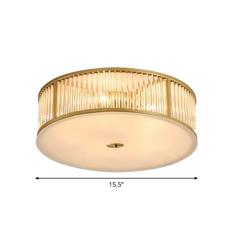 Eenvoud Drum Inbouwverlichting 4/5/6-kops Kristallen staafplafondlamp in goud