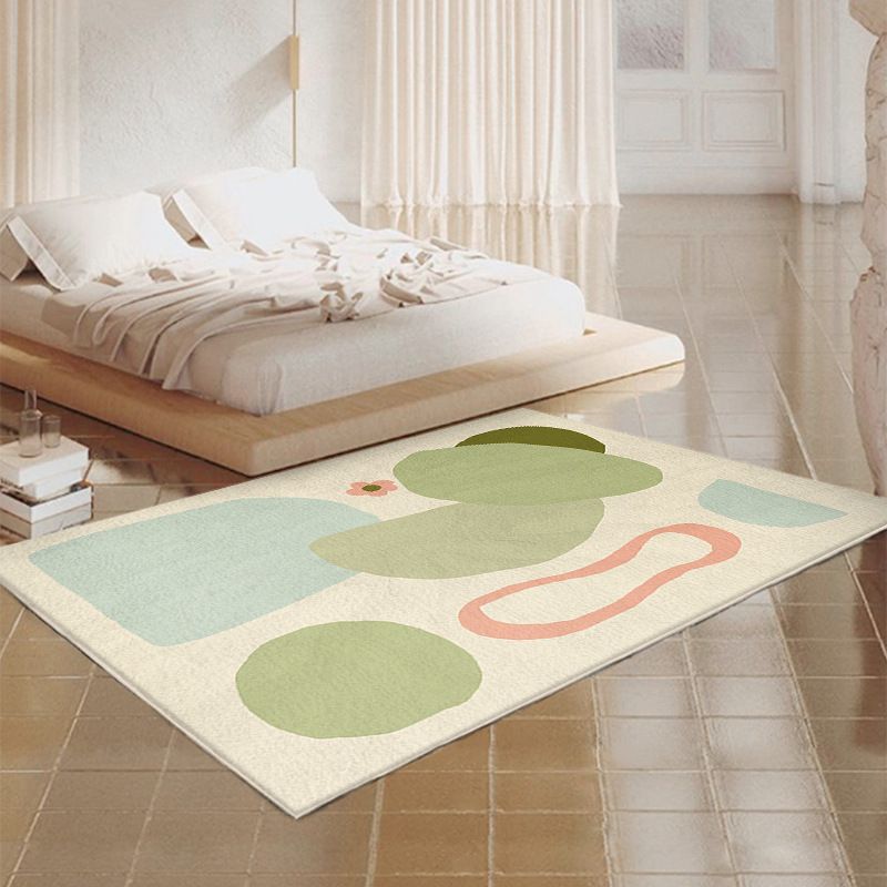 Trendy Color Block Rug Polyester Indoor Rug Non-Slip Backing Carpet for Living Room