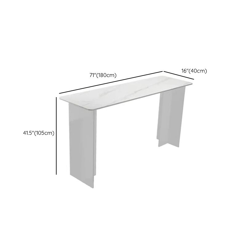 White Stone Top Rectangle Bar Table with Acrylic Base for Home