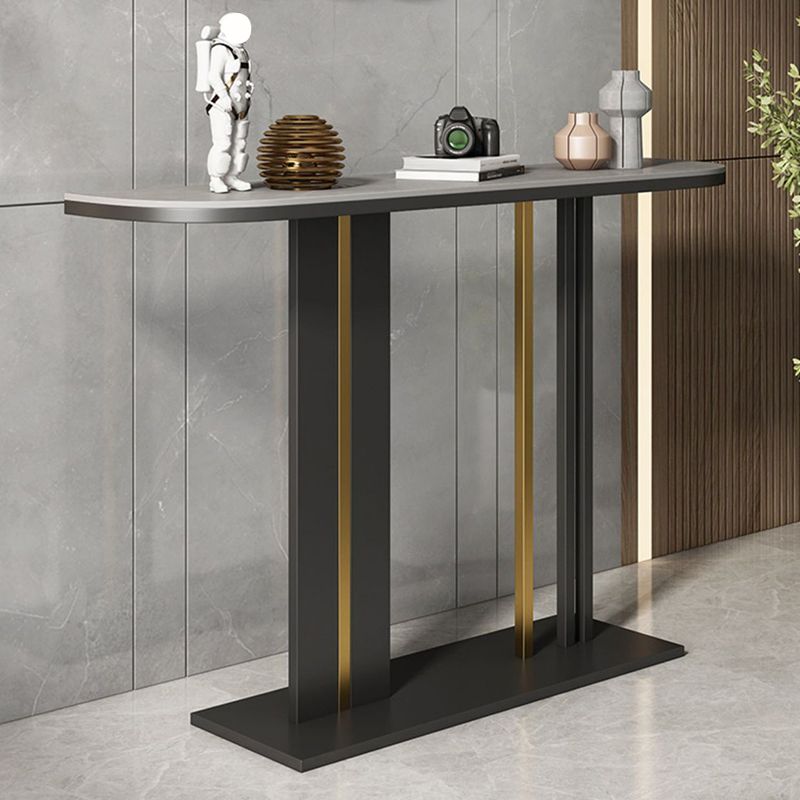 Modern Stone Console Table 11.81" W Half Moon Accent Table for Hall