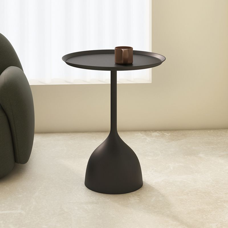 Mid-Century Round Tray Top Side Table 23.62" Tall Metal Pedestal End Table