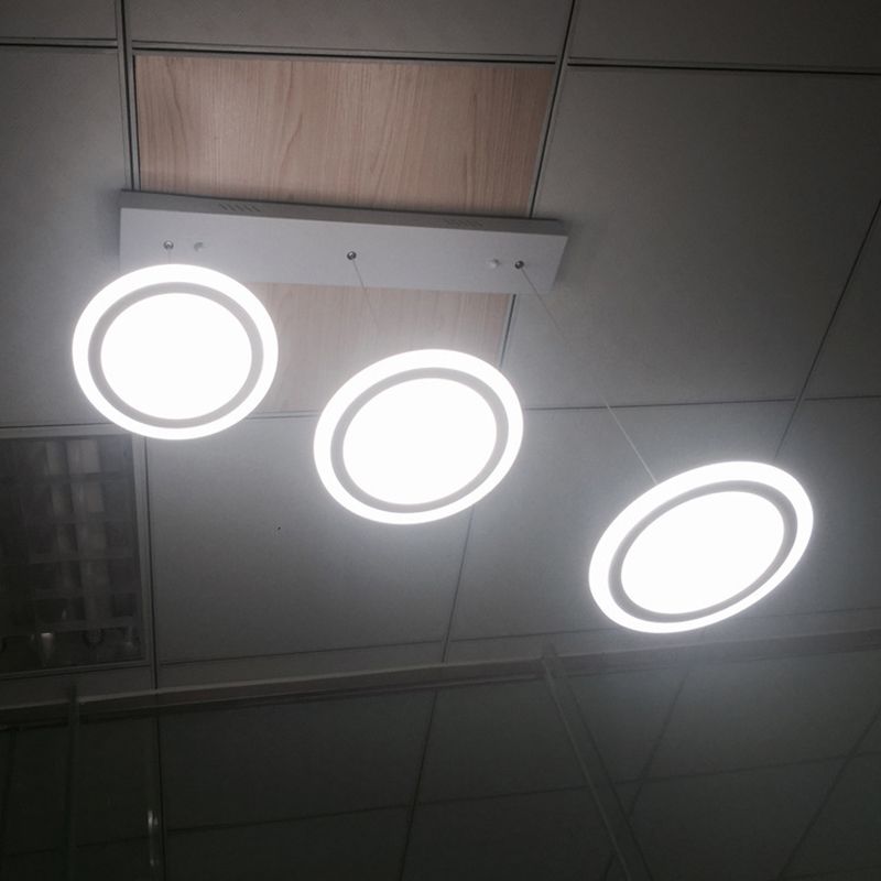 Circoli a LED Illuminazione sospensione Minimalista scale acriliche Diner ciondolo multi-luce in bianco