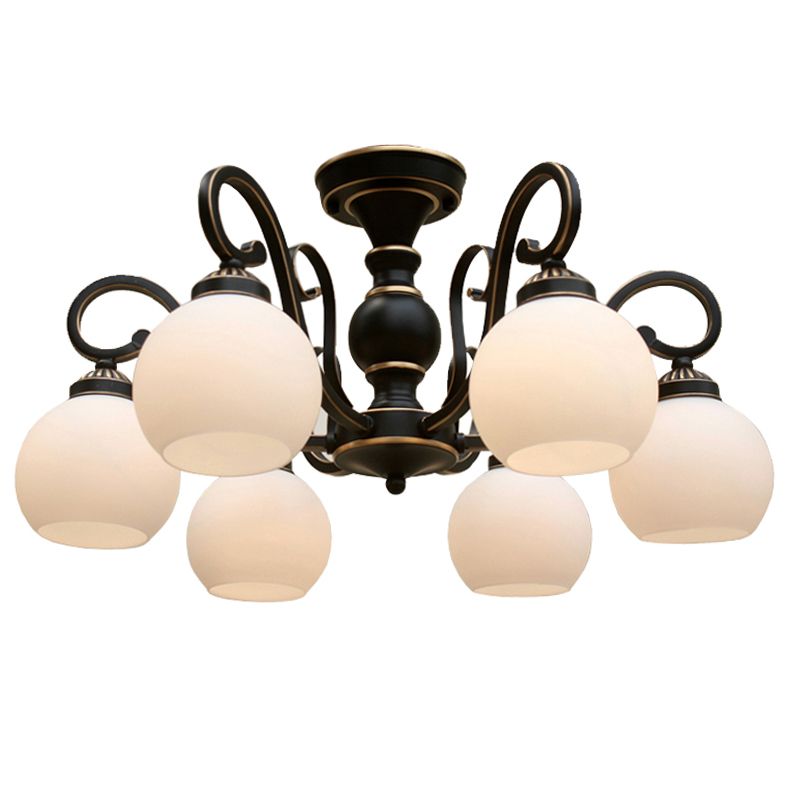 Traditional Ceiling Light Globe Glass Shade Flush Mount Light for Bedroom Living Room