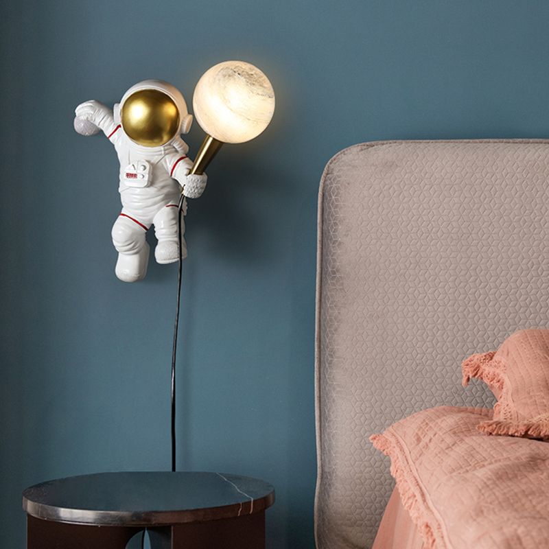 Kinderen Astronaut -vormige wandlampjes Slaapkamer Wandbevestiging Lichtmontage