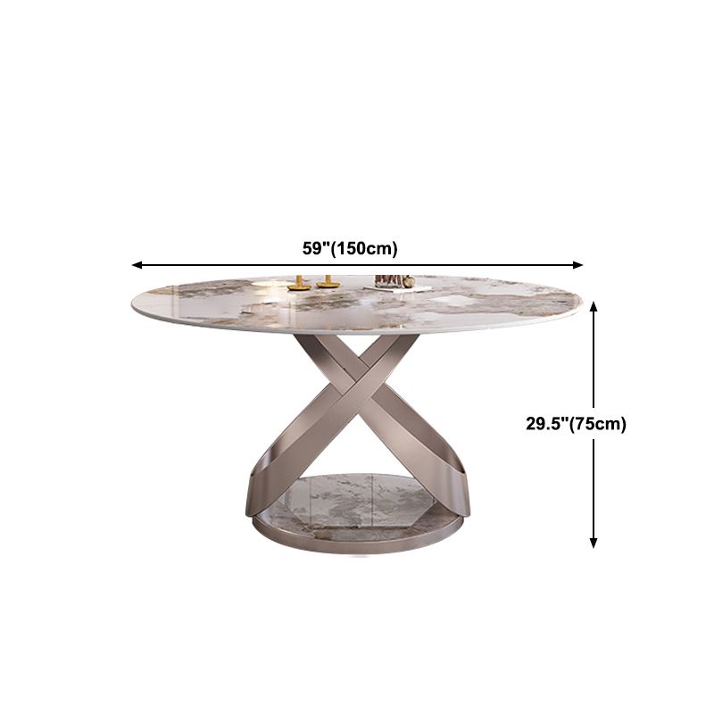 Contemporary Round Pedestal Dining Table Stone Matte Finish Table