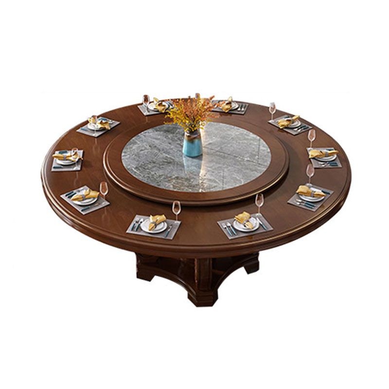 Pedestal Dining Table Solid Wood Convertible Table for Dining Room