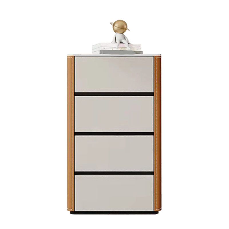 Contemporary Stone Storage Chest Bedroom Chest in White with Drawers
