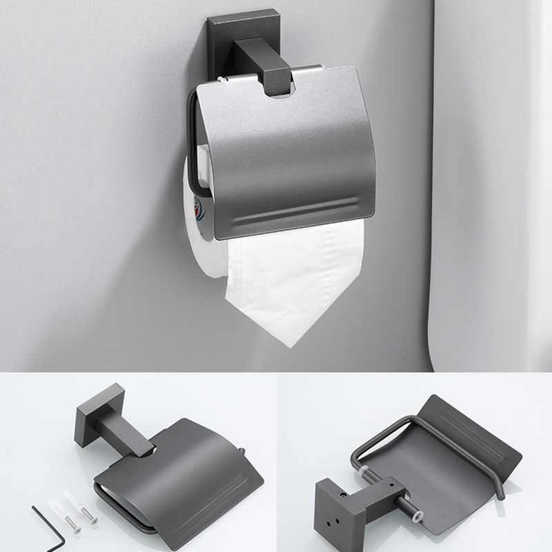 Contemporary Bathroom Accessory As Individual Or As a Set in Grey Metal