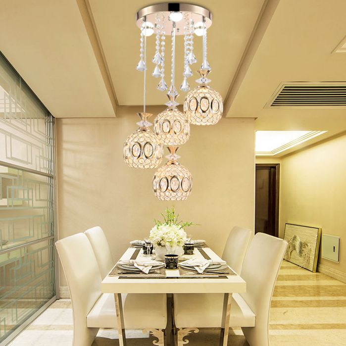 Globe hanglamp lamp armatuur moderne kristallen multi -light hangende lamp voor eetkamer