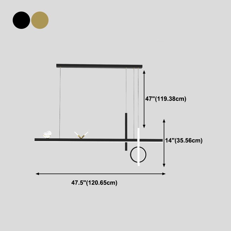 Zeitgenössischer Stil linearer Form Island Lights Metal Island Lighting