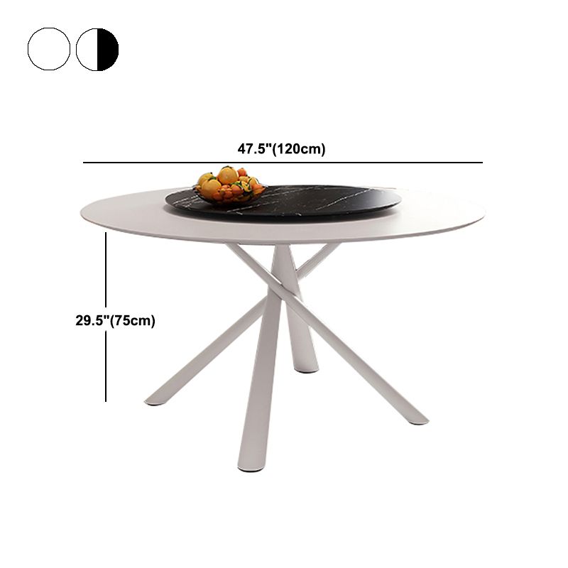 Living Room Round Stone Top Dining Table Contemporary White Base Dining Table
