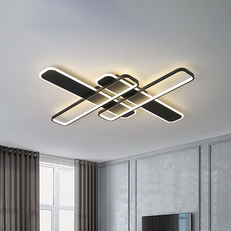 35.5 "/43" W Crossing Rechteck Flushmount Minimal Acryl Wohnzimmer LED Flush Light-Leuchte in Weiß/Schwarz/Gold