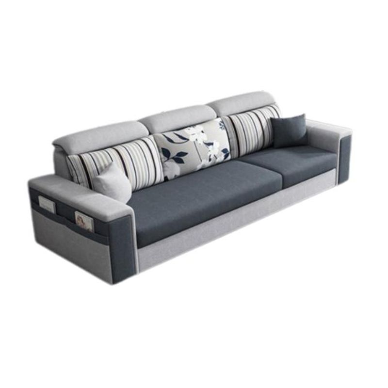 Contemporary Square Arm Sofa in Gray with Storage For Living Room