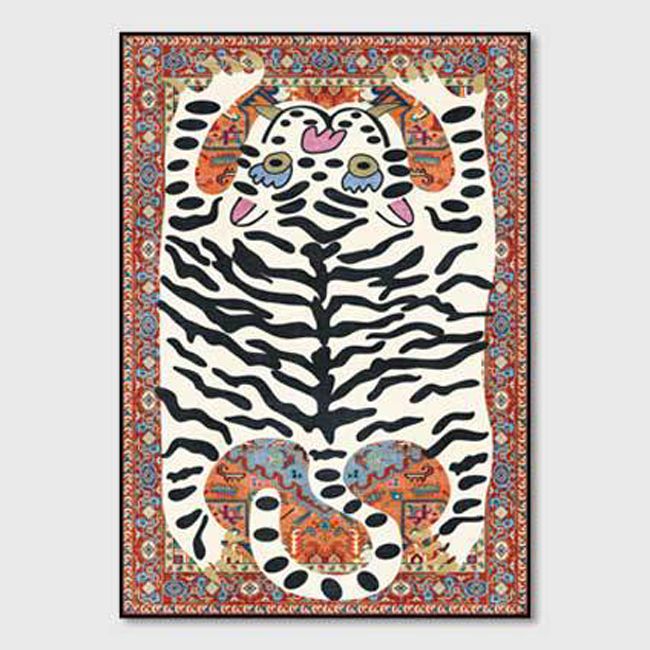 Contemporary Tiger Striped Carpet Polyester Indoor Rug Non-Slip Backing Area Carpet for Living Room