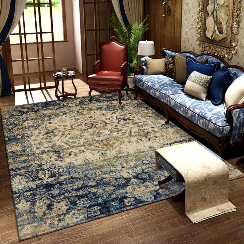 Classical Olden Area Rug Whitewash Polyester Indoor Carpet Polyester Washable Rug for Living Room