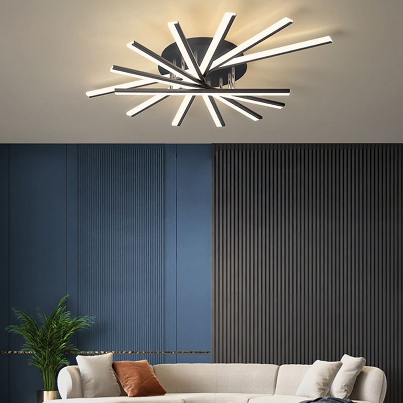 Moderne minimalistische LED-plafondlamp Gelakt ijzer Lineaire inbouw met acrylkap
