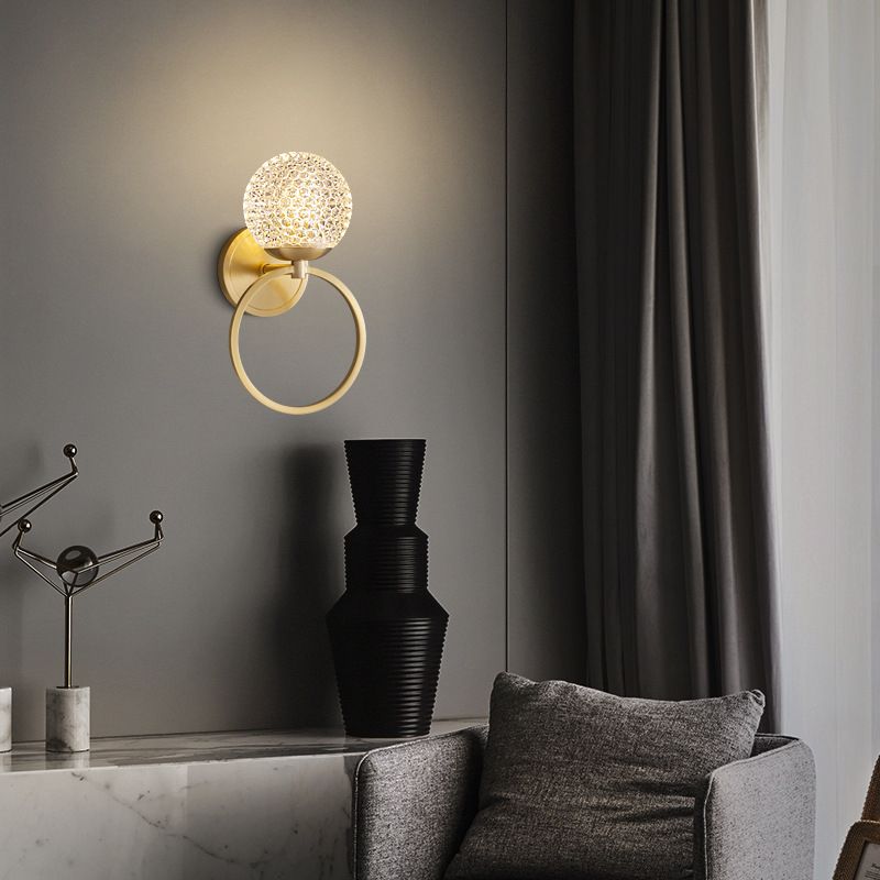 Modern Style Geometric Wall Mounted Lamps Glass 1 Light Wall Sconces in Gold
